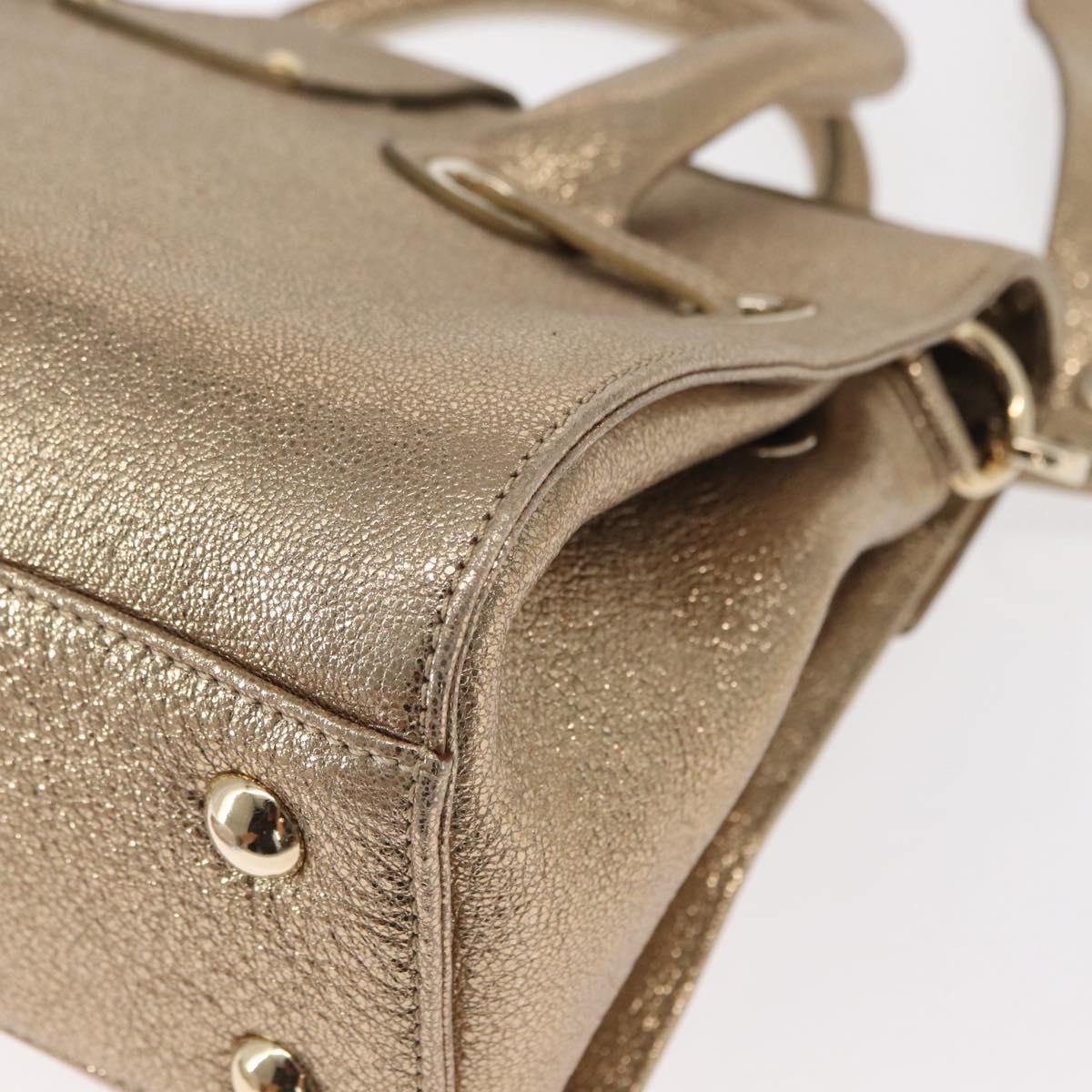Jimmy Choo Hand Bag Leather 2way Gold Auth BA8012