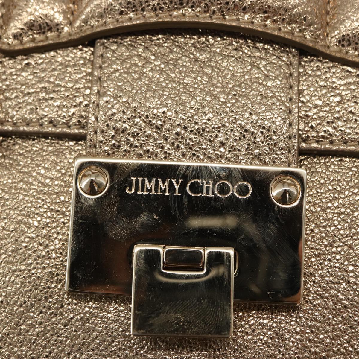 Jimmy Choo Hand Bag Leather 2way Gold Auth BA8012