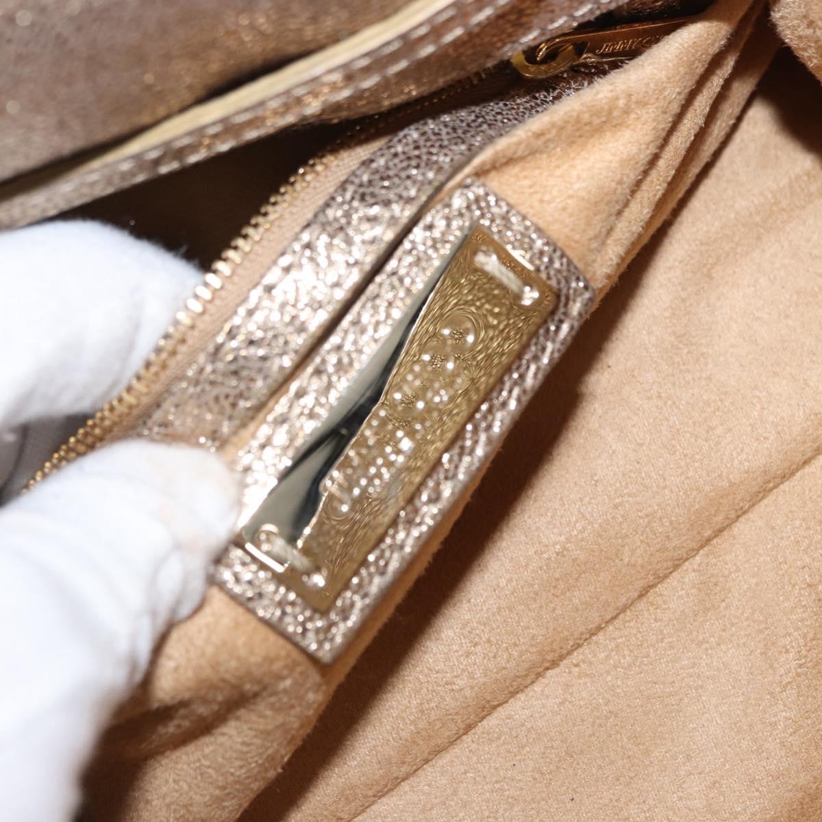 Jimmy Choo Hand Bag Leather 2way Gold Auth BA8012