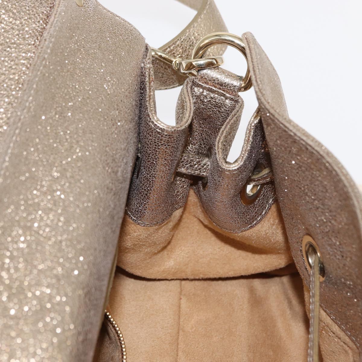 Jimmy Choo Hand Bag Leather 2way Gold Auth BA8012