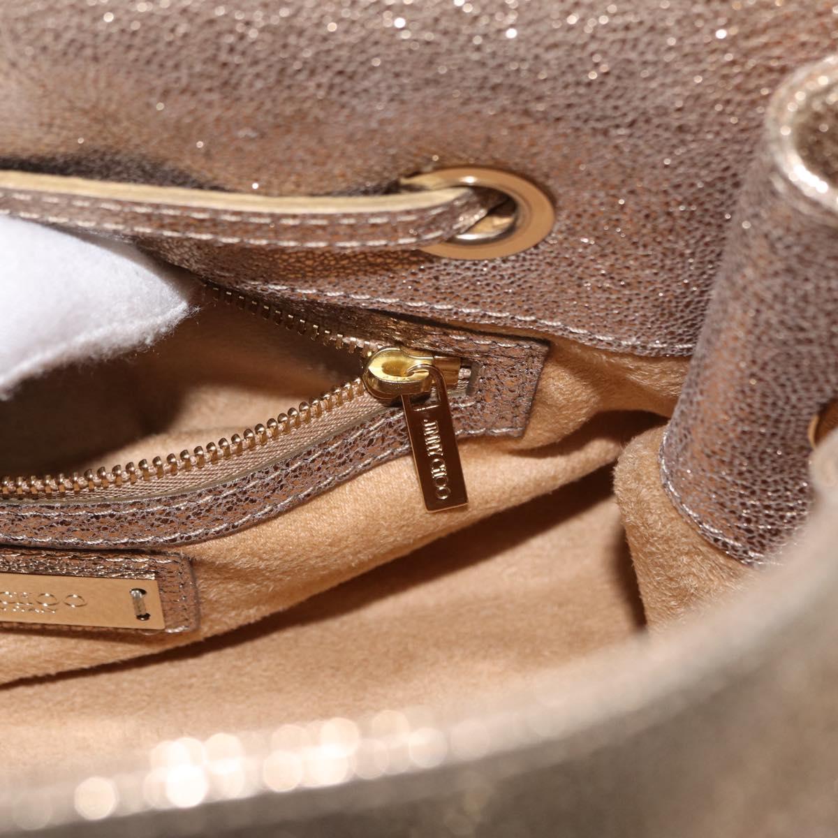 Jimmy Choo Hand Bag Leather 2way Gold Auth BA8012