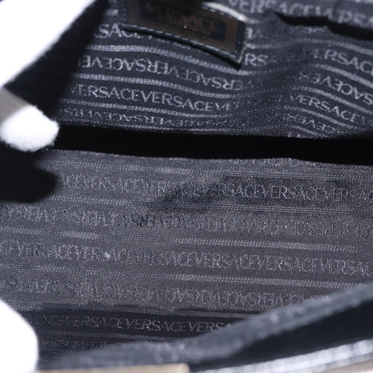 VERSACE Tote Bag Leather Black Gold Auth BA8013