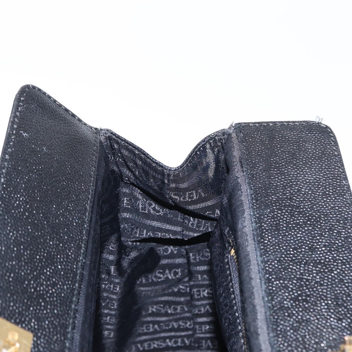 VERSACE Tote Bag Leather Black Gold Auth BA8013