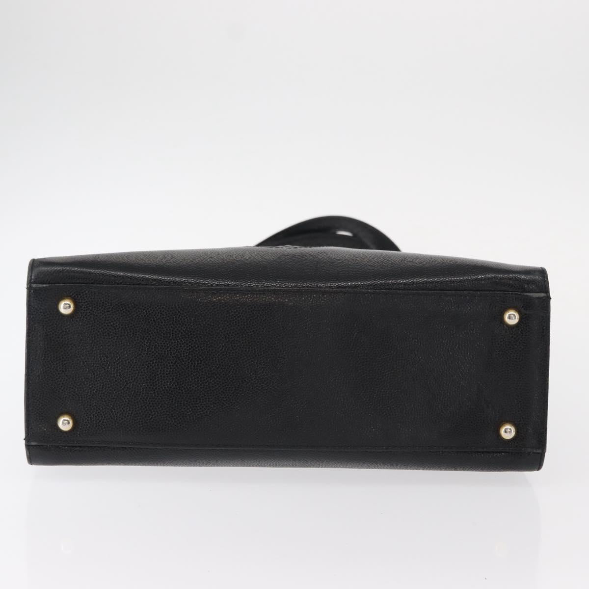 VERSACE Tote Bag Leather Black Gold Auth BA8013