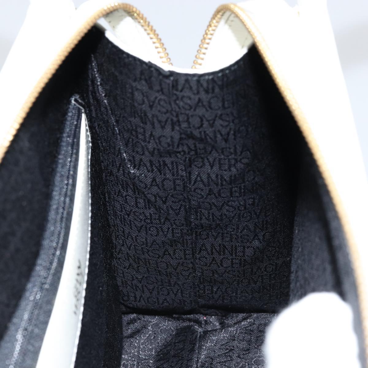 Gianni Versace Shoulder Bag Leather White Gold Auth BA8015