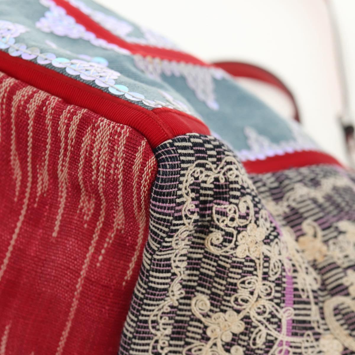 Christian Louboutin Tote Bag Canvas 2way Blue Silver Auth BA8017V