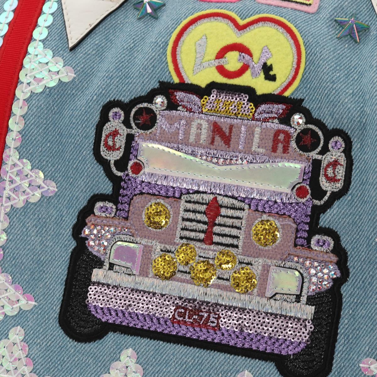 Christian Louboutin Tote Bag Canvas 2way Blue Silver Auth BA8017V