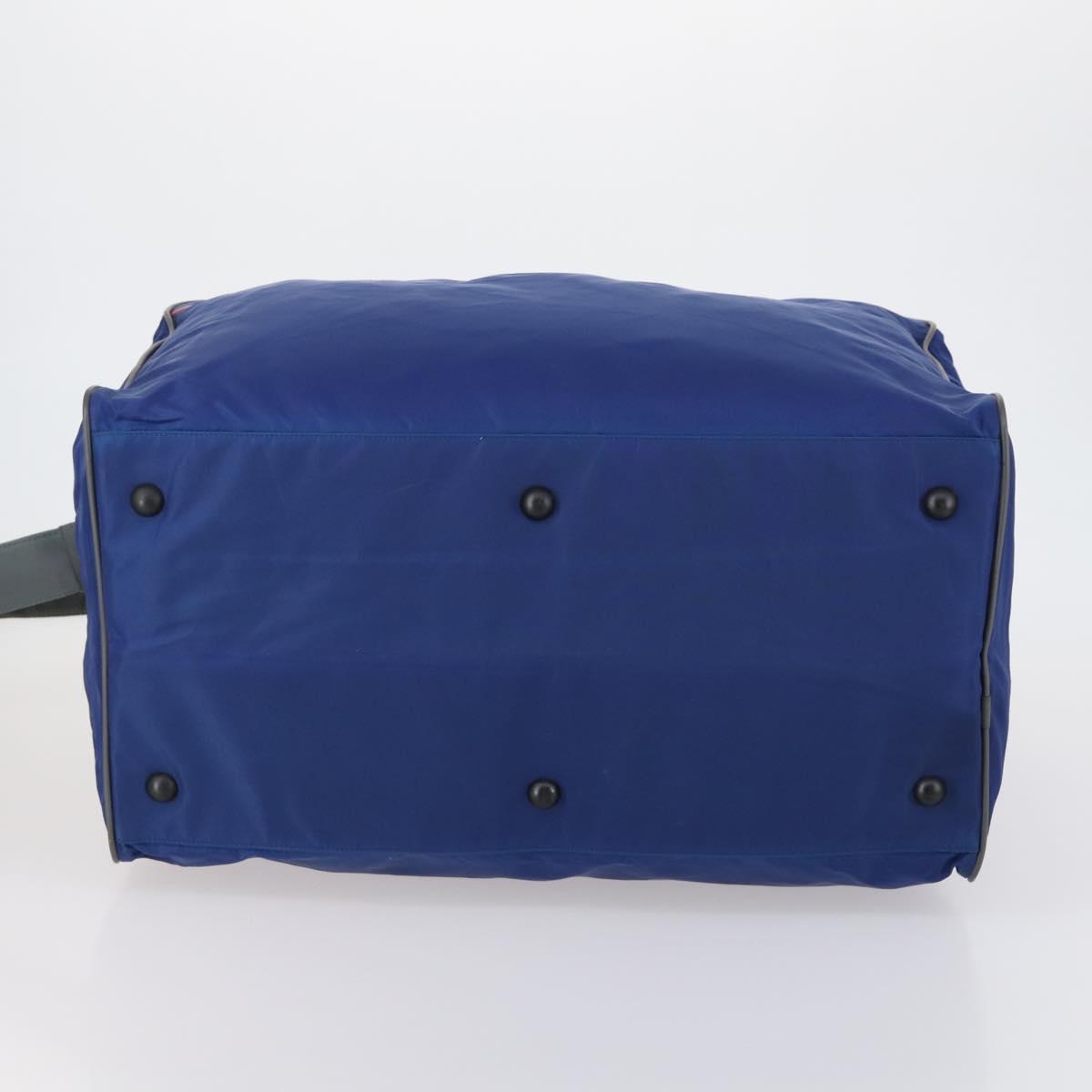 PRADA Sports Boston Bag Nylon 2way Blue Silver Auth BA8019