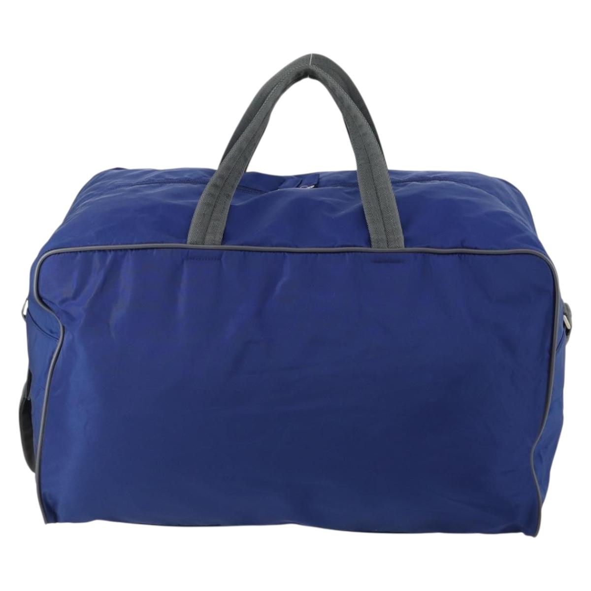 PRADA Sports Boston Bag Nylon 2way Blue Silver Auth BA8019