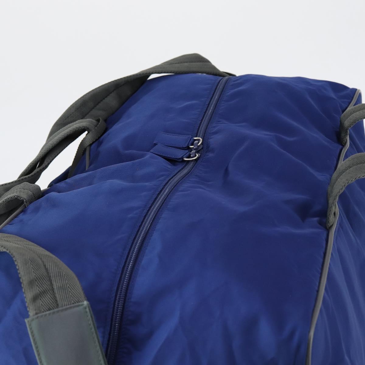 PRADA Sports Boston Bag Nylon 2way Blue Silver Auth BA8019