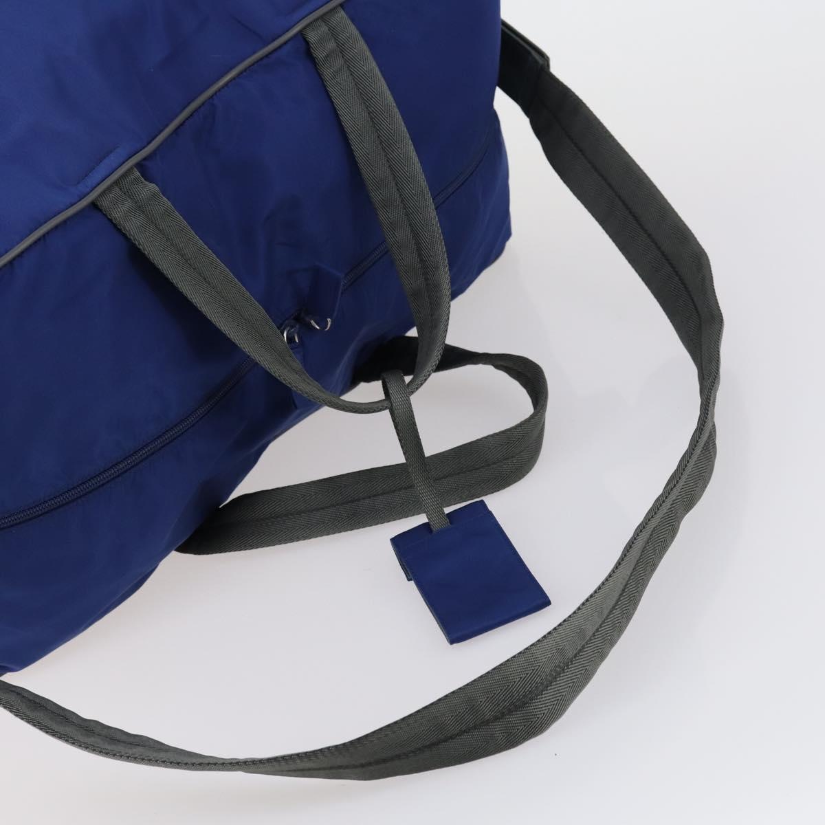 PRADA Sports Boston Bag Nylon 2way Blue Silver Auth BA8019