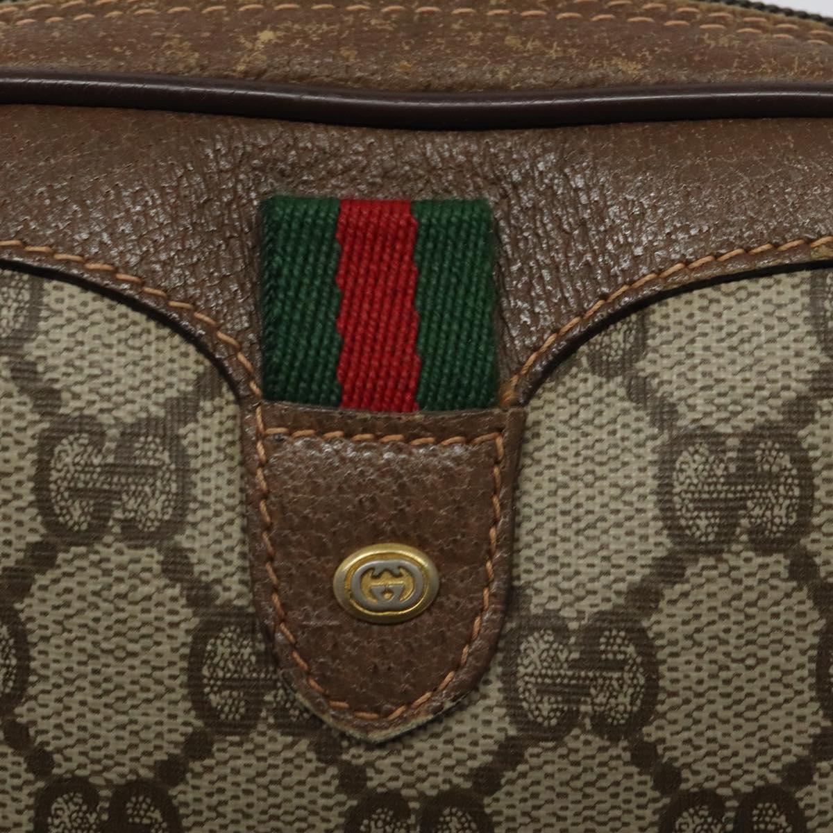 GUCCI GG Supreme Web Sherry Line Bag PVC Beige Gold 156 02 066 Auth BA802