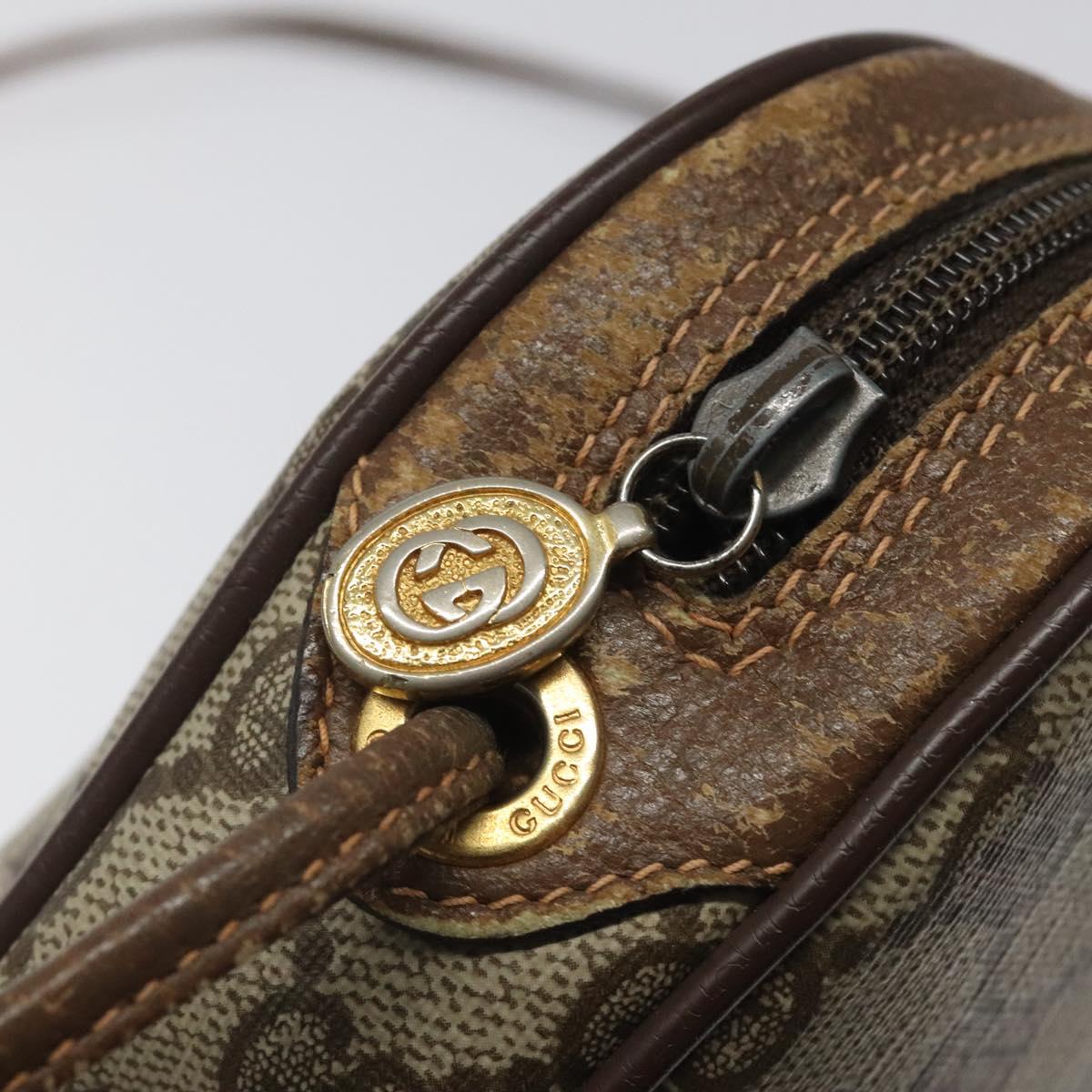 GUCCI GG Supreme Web Sherry Line Bag PVC Beige Gold 156 02 066 Auth BA802
