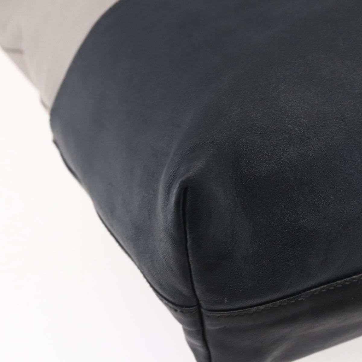 Miu Miu Tote Bag Leather Black Gray Auth BA8020