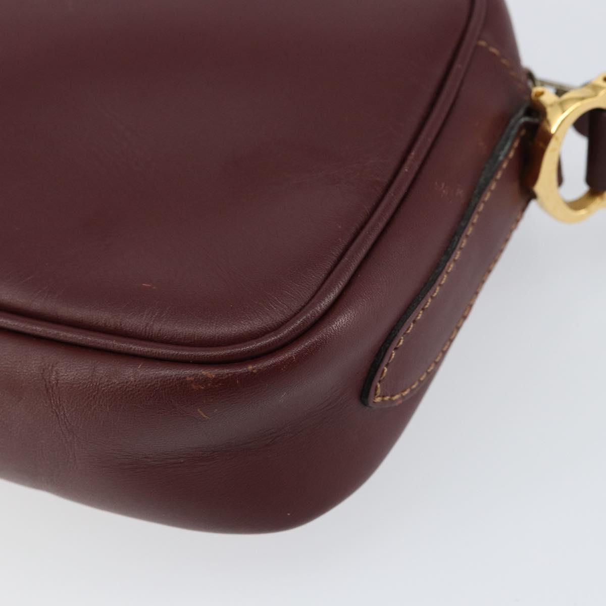 CARTIER Must Line Shoulder Bag Leather Bordeaux Gold Auth BA8021