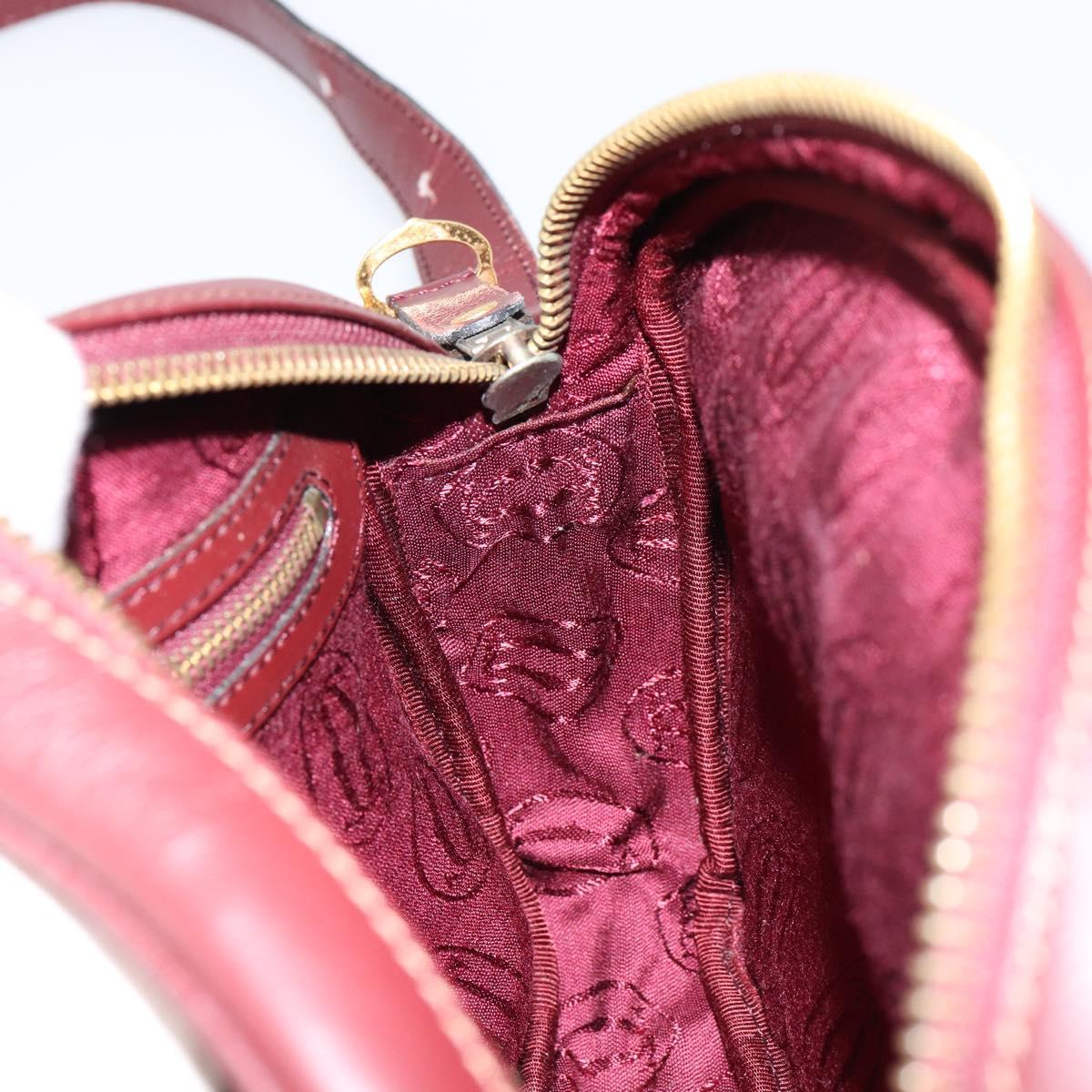 CARTIER Must Line Shoulder Bag Leather Bordeaux Gold Auth BA8021
