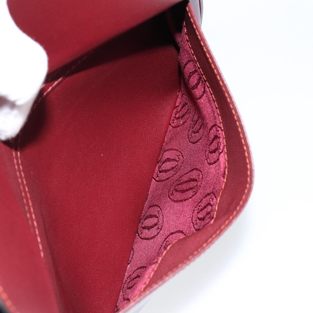 CARTIER Must Line Shoulder Bag Leather Bordeaux Gold Auth BA8022