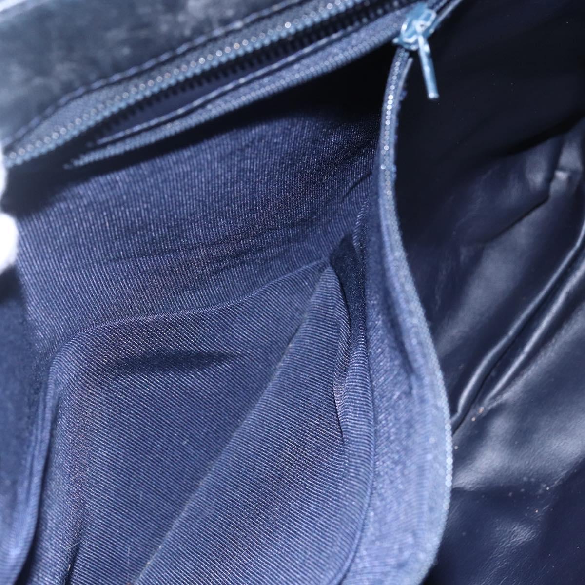 BALLY Quilted Chain Shoulder Bag Leather Navy Gold Auth BA8025