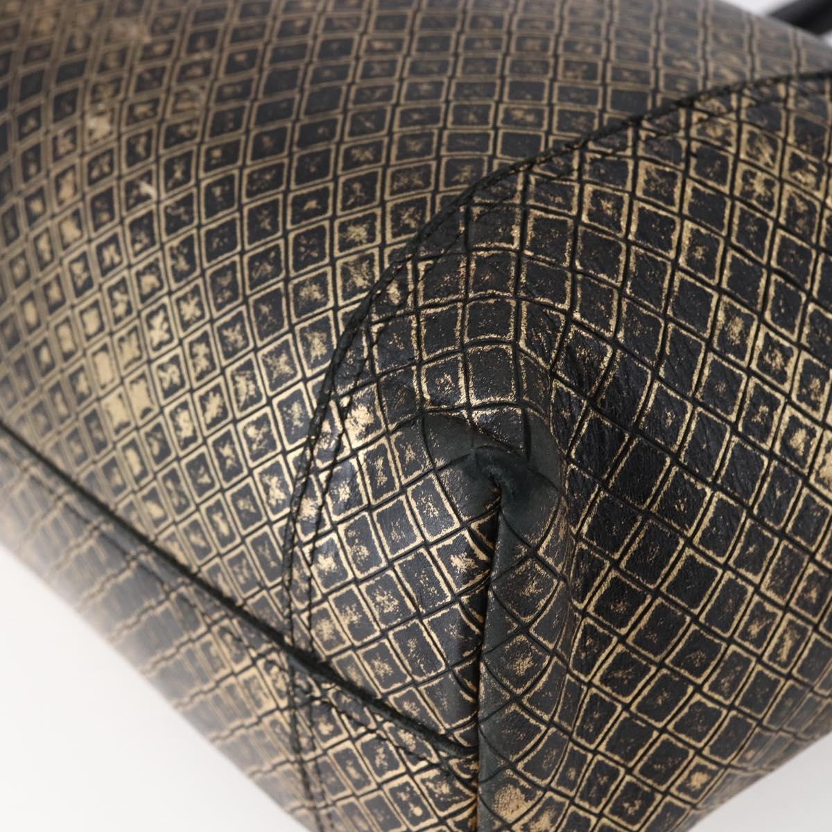 BOTTEGA VENETA INTRECCIATO Tote Bag Leather Black Gold Auth BA8028