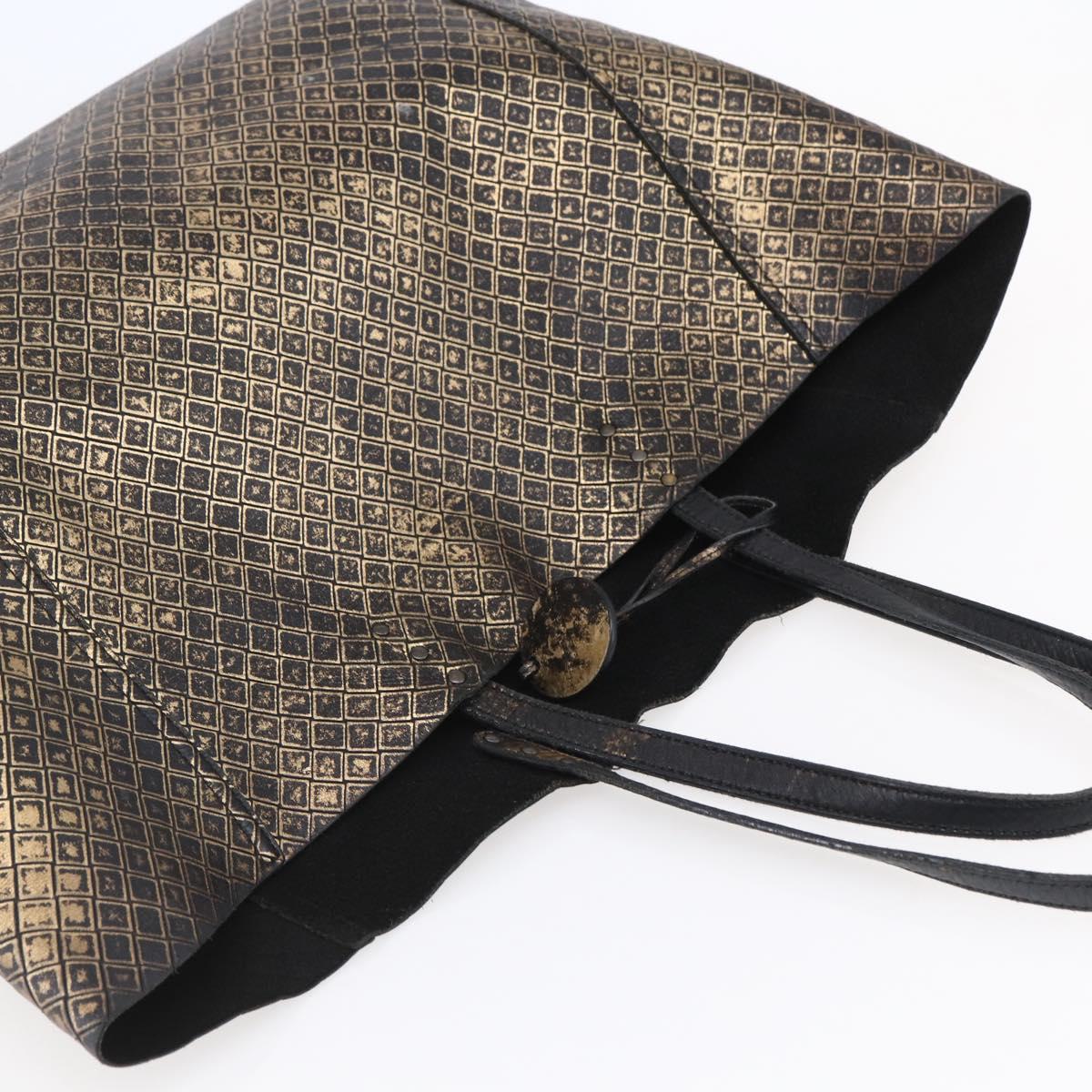 BOTTEGA VENETA INTRECCIATO Tote Bag Leather Black Gold Auth BA8028