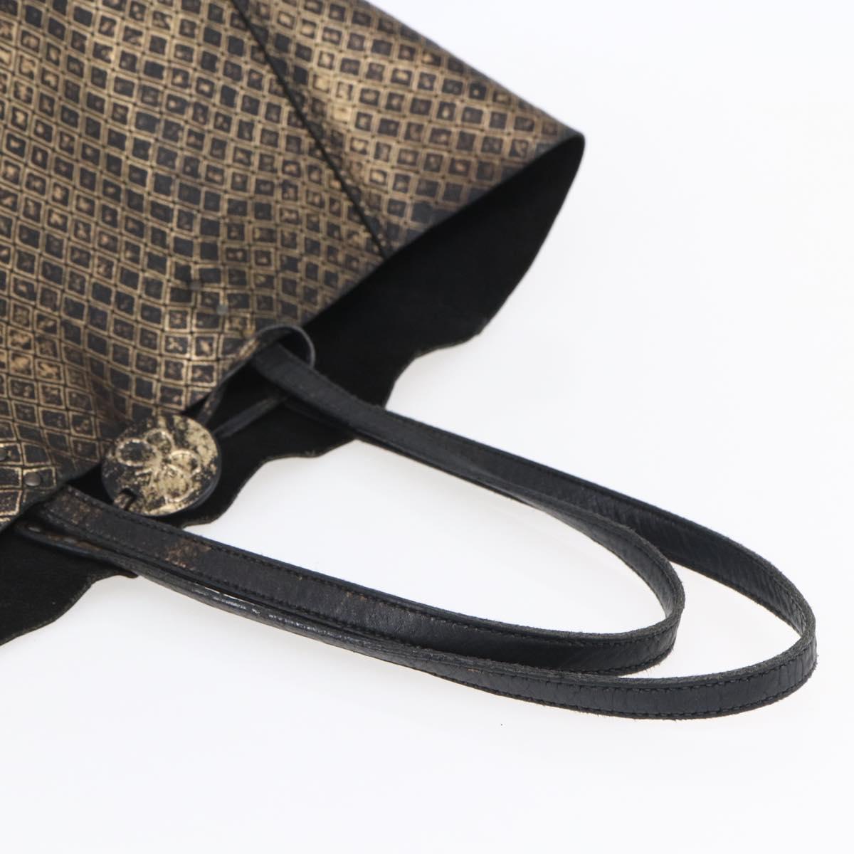 BOTTEGA VENETA INTRECCIATO Tote Bag Leather Black Gold Auth BA8028