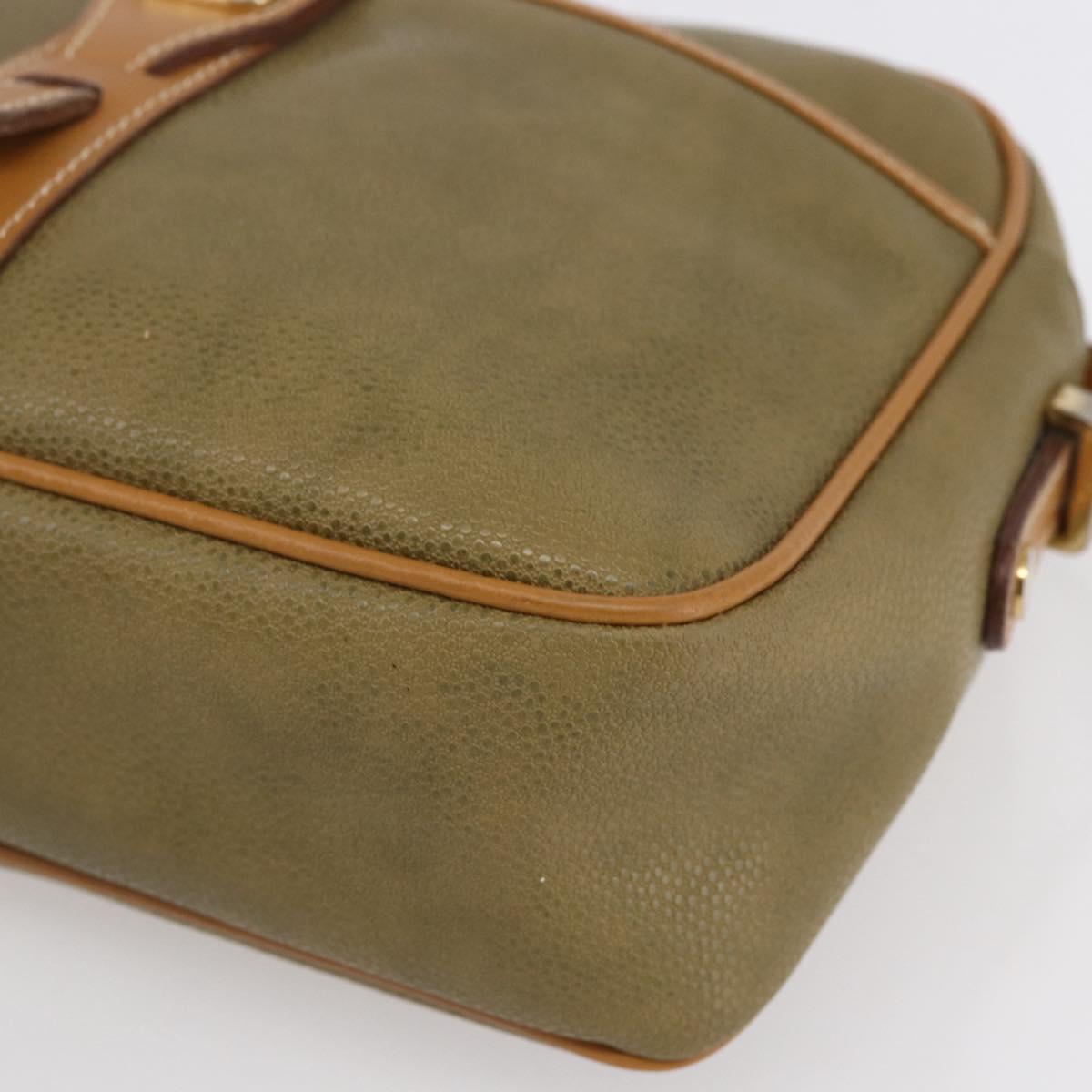 BALENCIAGA Shoulder Bag Leather Beige Silver Auth BA8029