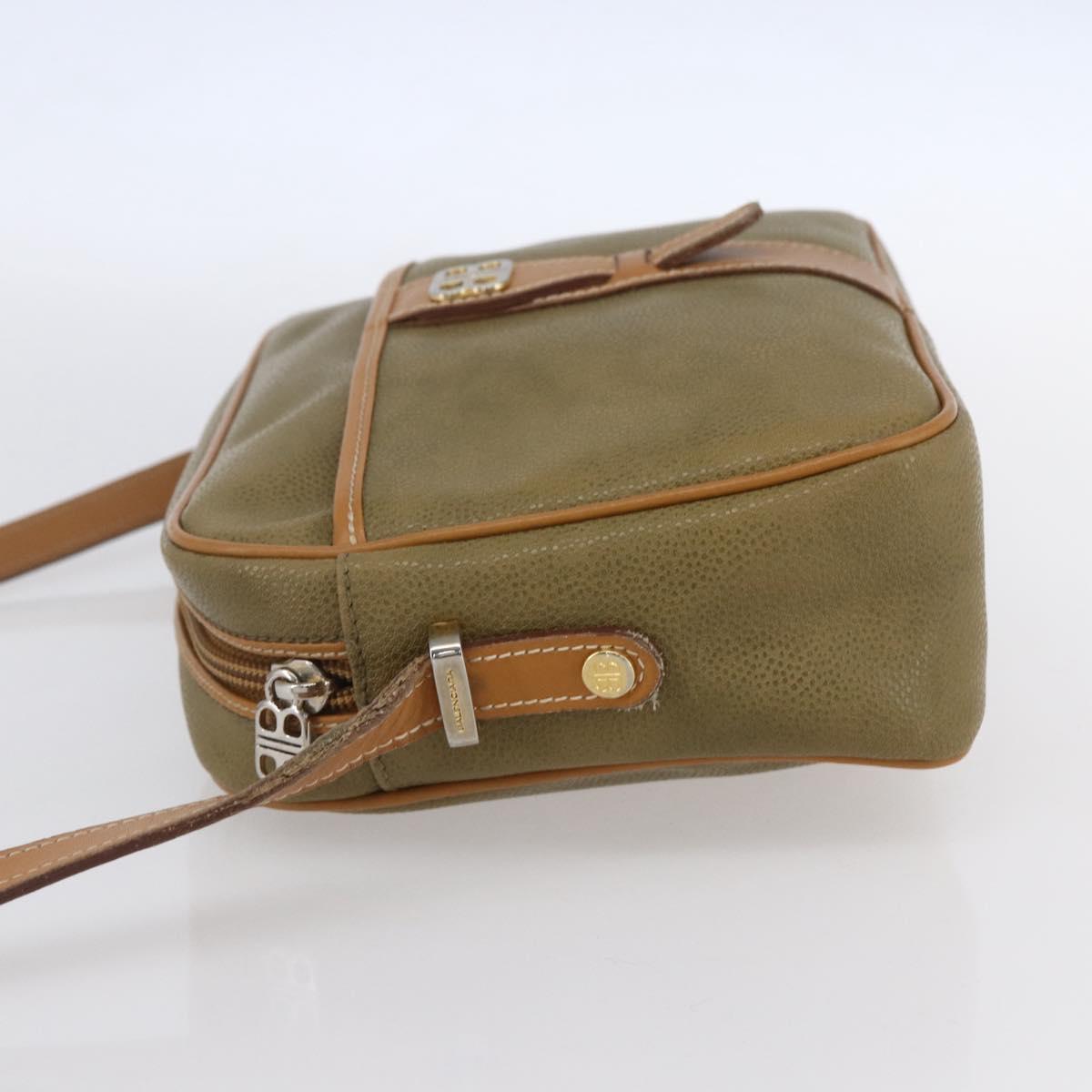 BALENCIAGA Shoulder Bag Leather Beige Silver Auth BA8029