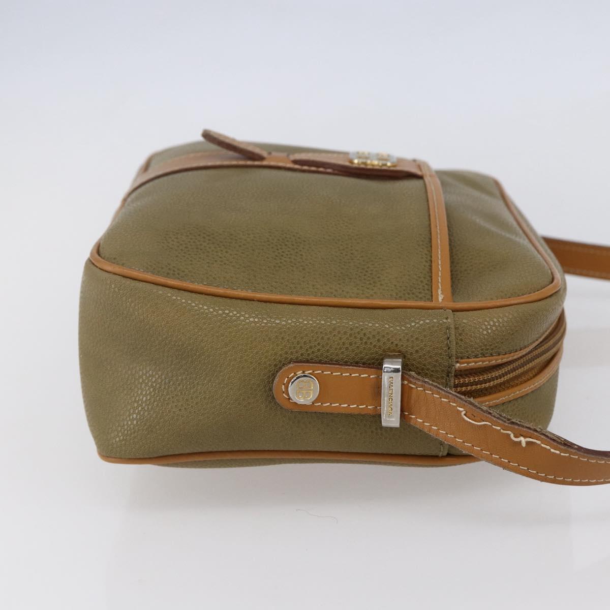 BALENCIAGA Shoulder Bag Leather Beige Silver Auth BA8029