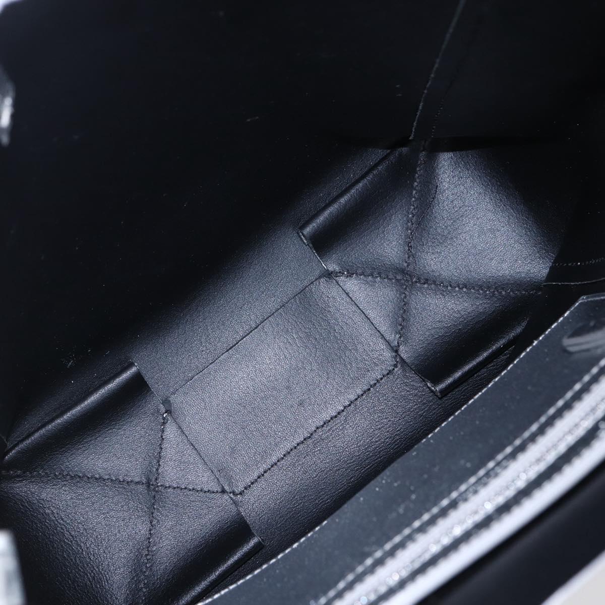 CELINE Hand Bag Leather 2way White Silver Auth BA8030