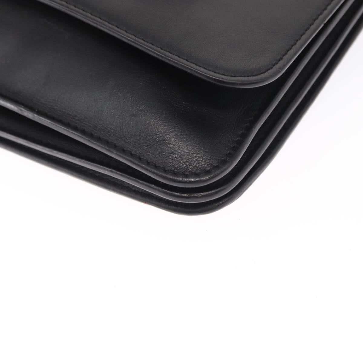 LOEWE Anagram Shoulder Bag Leather Black Silver Auth BA8031