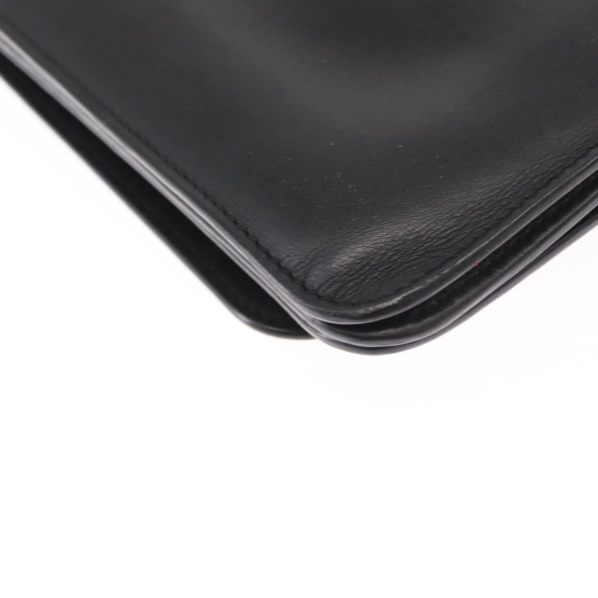 LOEWE Anagram Shoulder Bag Leather Black Silver Auth BA8031