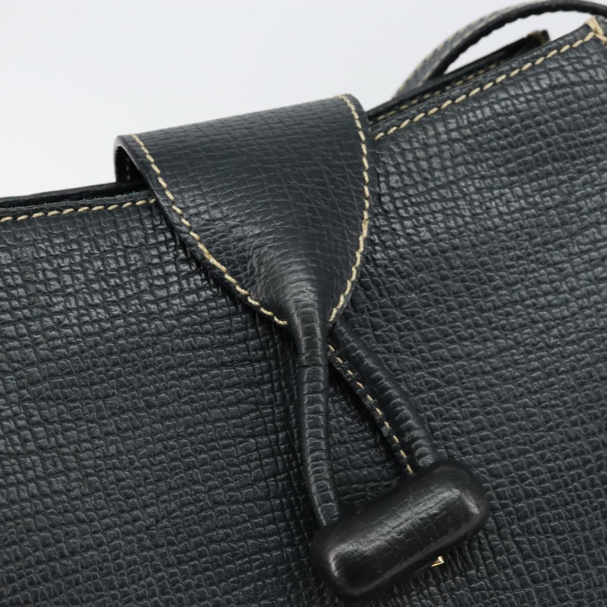 LOEWE Turn Lock Shoulder Bag Leather Navy Gold Auth BA8032