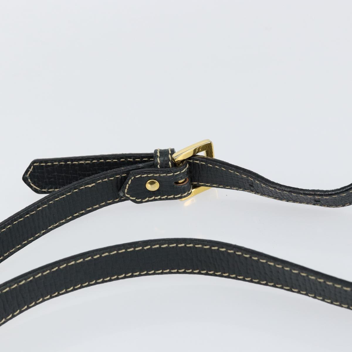 LOEWE Turn Lock Shoulder Bag Leather Navy Gold Auth BA8032