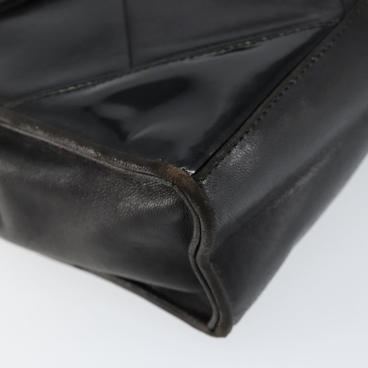 CHANEL Matelasse Shoulder Bag Lamb Skin Black Gold CC Auth BA8034