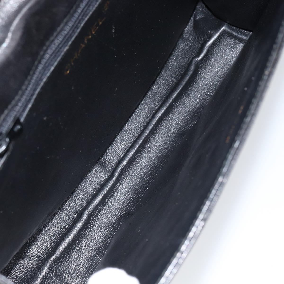 CHANEL Matelasse Shoulder Bag Lamb Skin Black Gold CC Auth BA8034