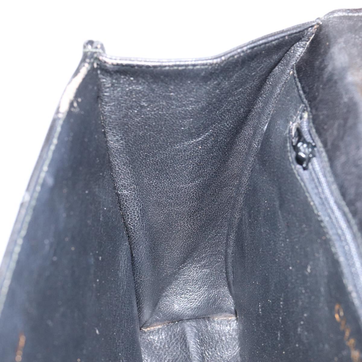CHANEL Matelasse Shoulder Bag Lamb Skin Black Gold CC Auth BA8034