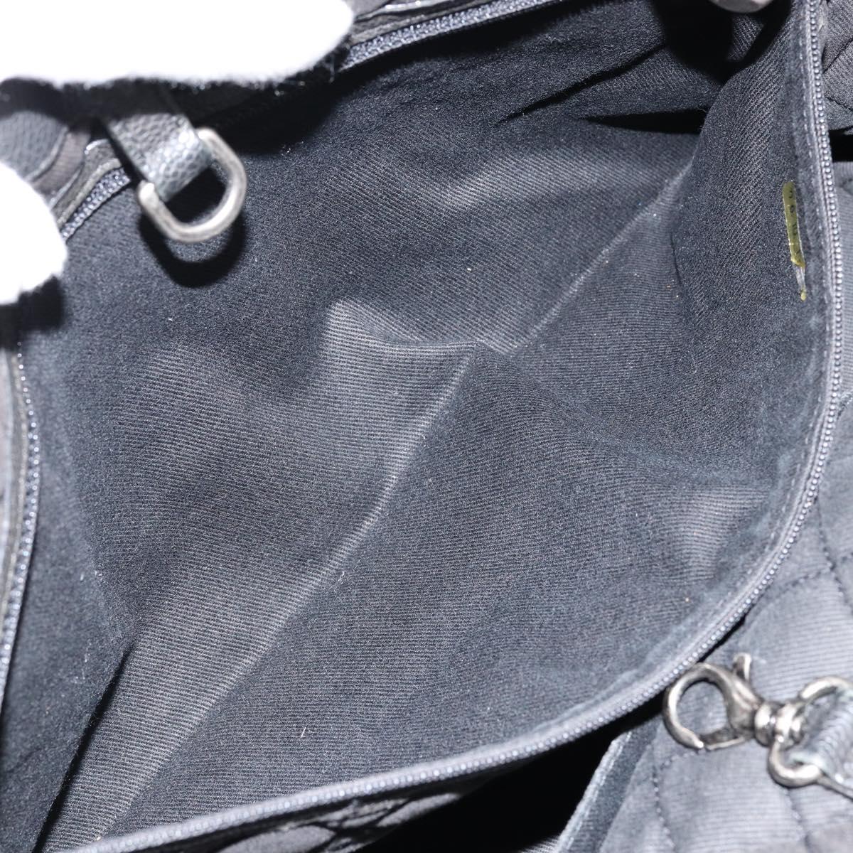 CHANEL Chain Tote Bag Caviar Skin Black Silver CC Auth BA8036