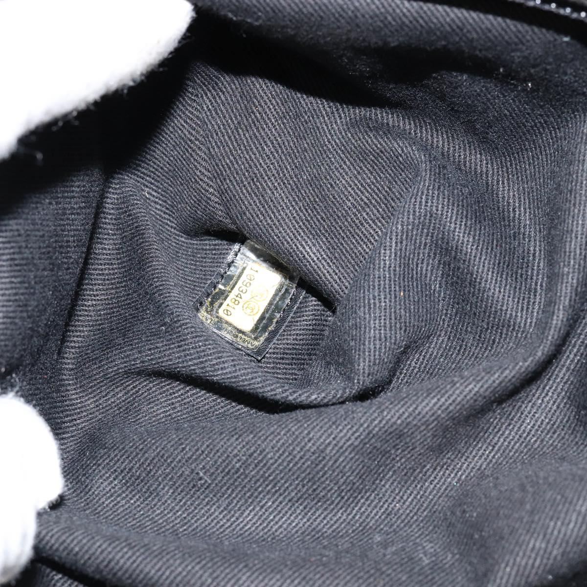 CHANEL Chain Tote Bag Caviar Skin Black Silver CC Auth BA8036