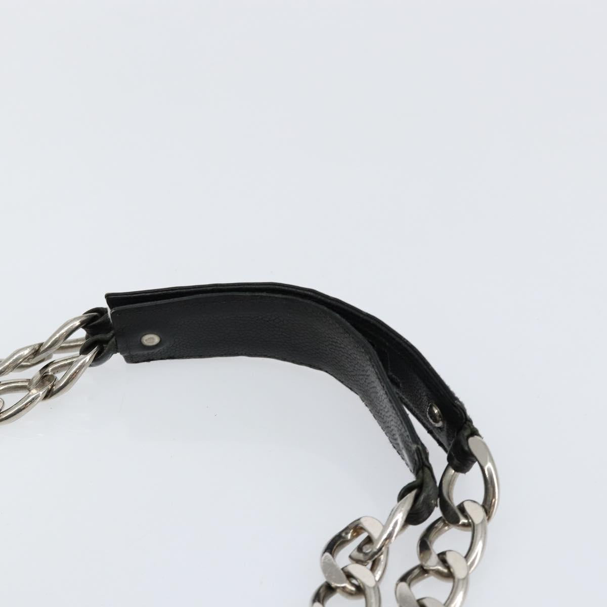 CHANEL Chain Tote Bag Caviar Skin Black Silver CC Auth BA8036