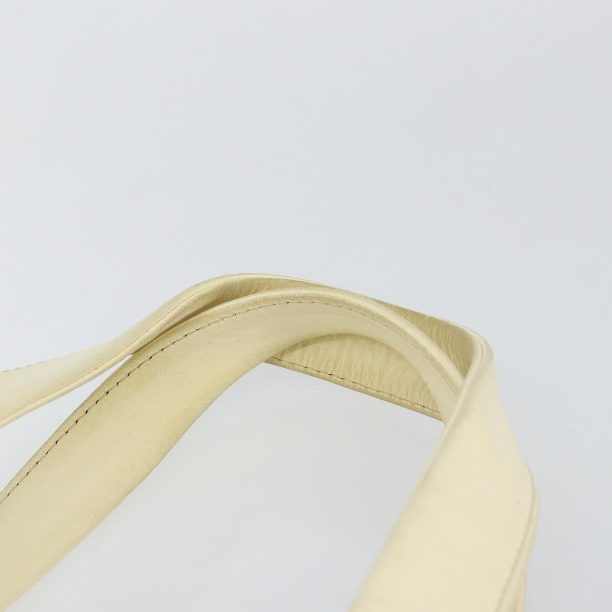 CHANEL Tote Bag Canvas Leather White Silver CC Auth BA8037