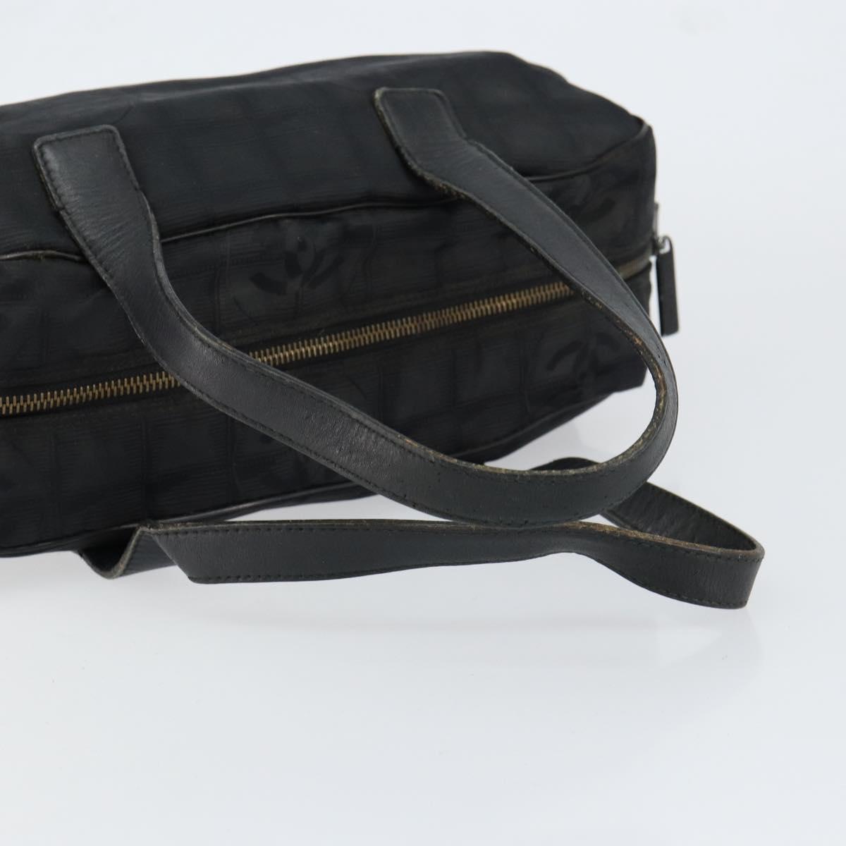 CHANEL New Travel Line Hand Bag Nylon Black CC Auth BA8039