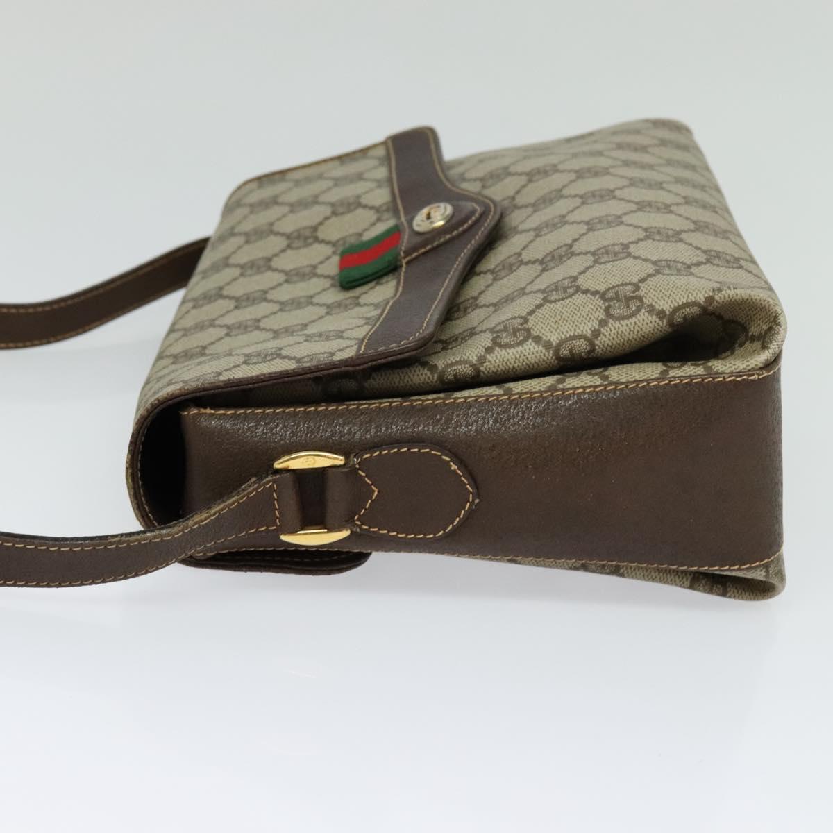 GUCCI GG Supreme Web Sherry Line Bag PVC Beige Gold 904 02 084 Auth BA804