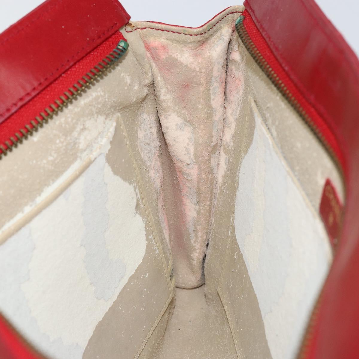 CHANEL Bicolore Clutch Bag Lamb Skin Red Gold CC Auth BA8040