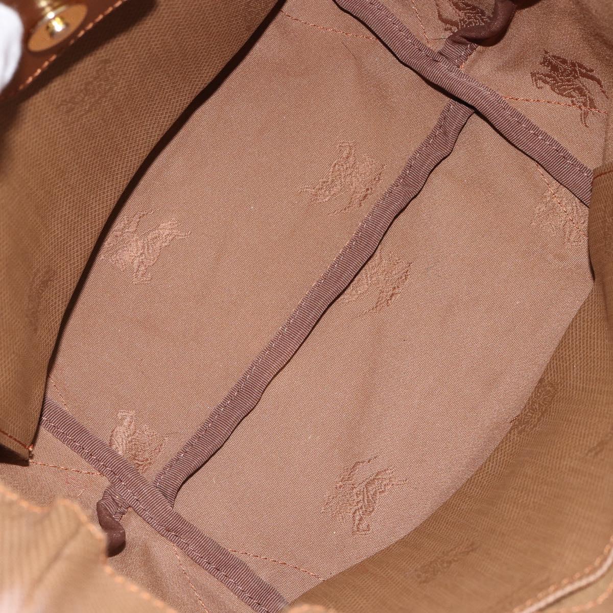 Burberrys Nova Check Hand Bag Canvas Beige Gold Auth BA8044