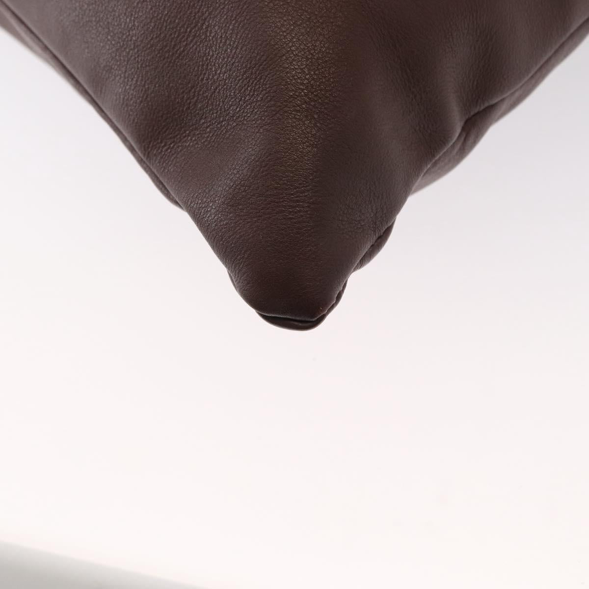 BURBERRY Hand Bag Leather Brown Gold Auth BA8046