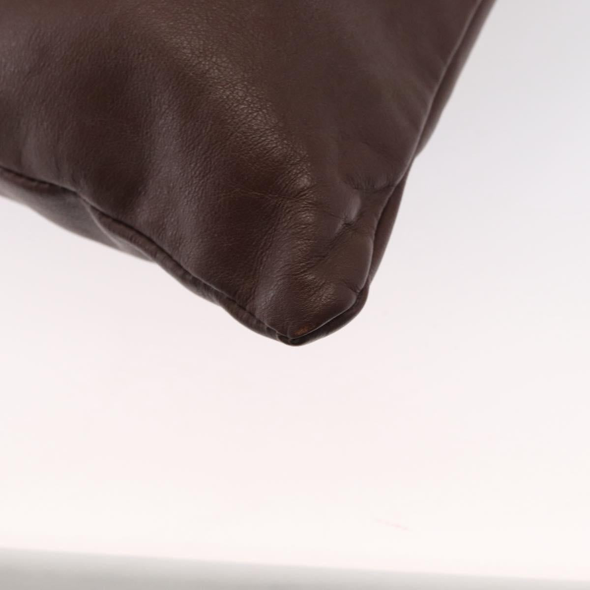 BURBERRY Hand Bag Leather Brown Gold Auth BA8046