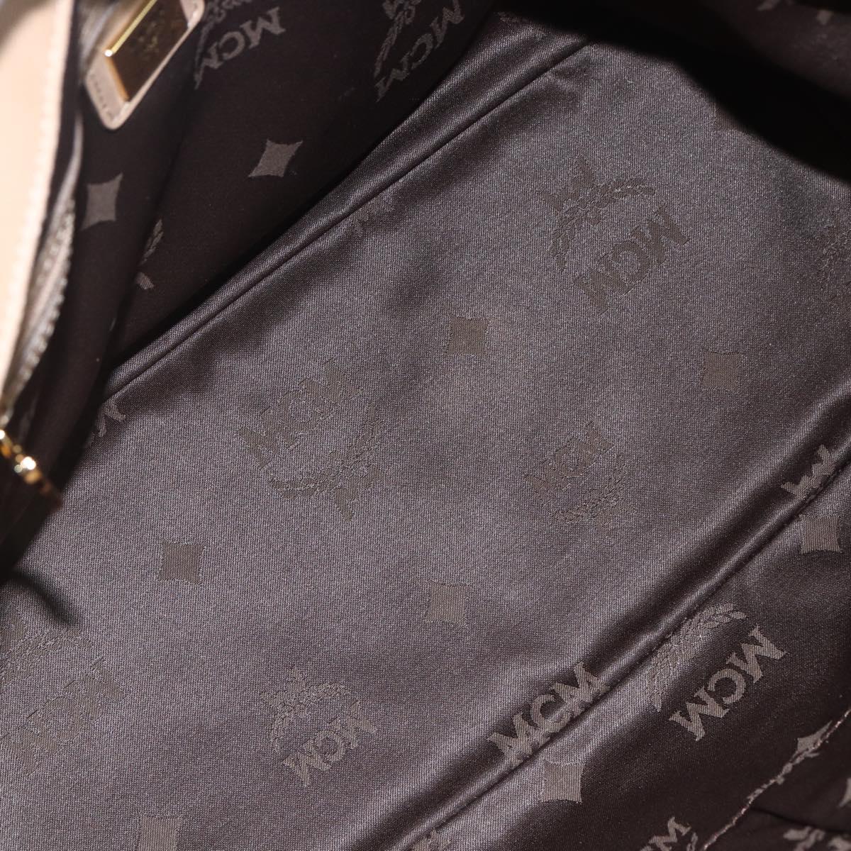 MCM Vicetos Logogram Tote Bag PVC Leather 2way Beige Gold Auth BA8048