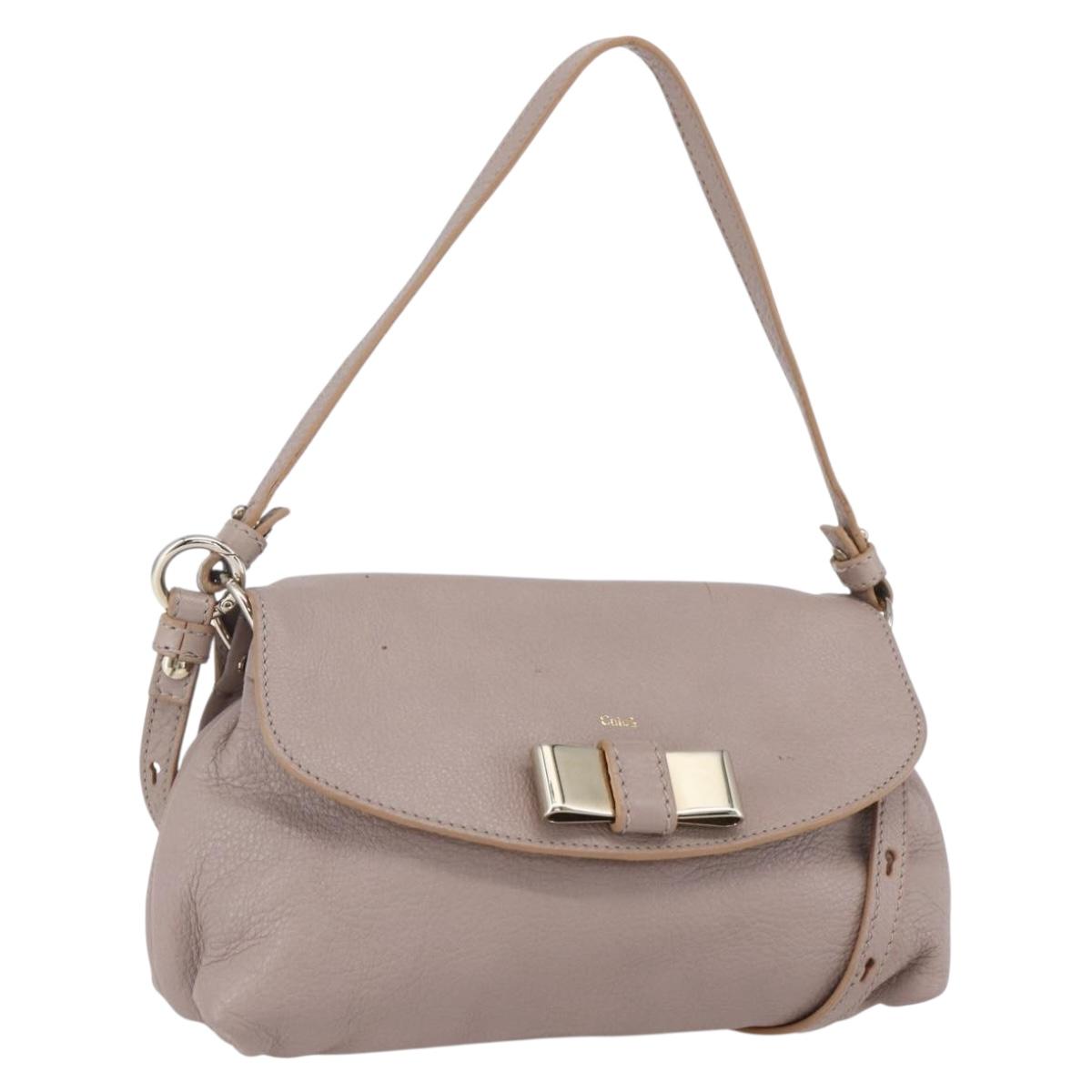Chloe Lily Hand Bag Leather 2way Pink Gold Silver Auth BA8051