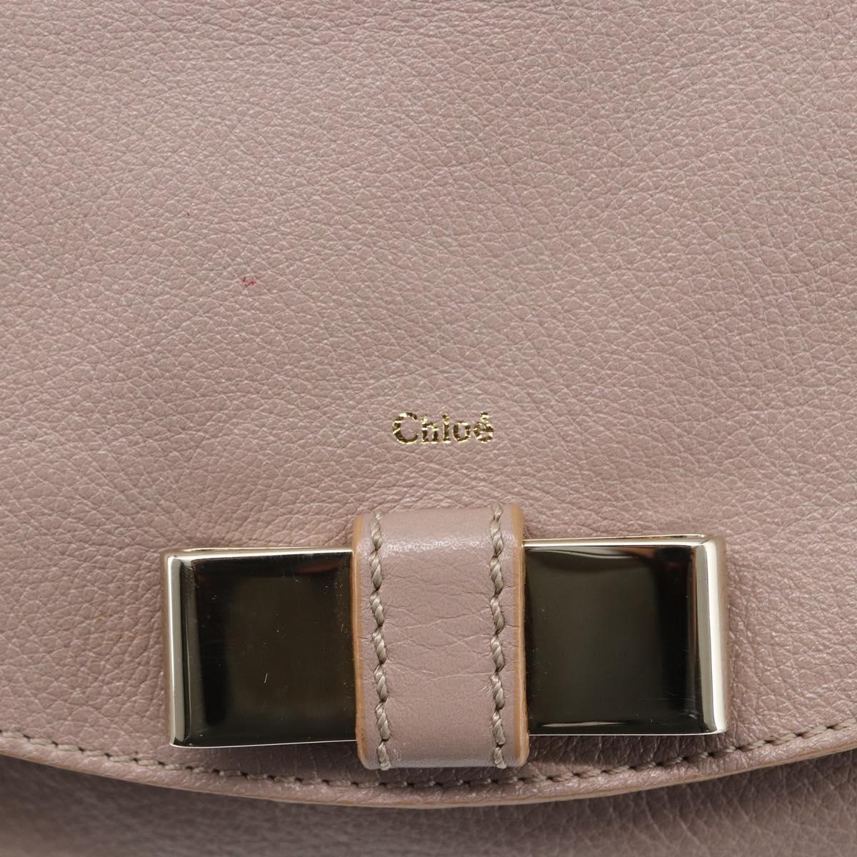 Chloe Lily Hand Bag Leather 2way Pink Gold Silver Auth BA8051