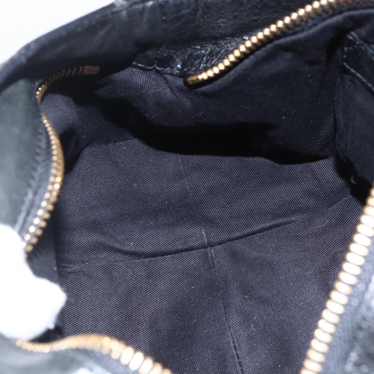 Chloe Etel Hand Bag Leather 2way Black Gold Auth BA8053